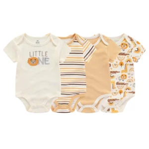 4 Pieces Short Sleeve Bodysuit 100% Cotton