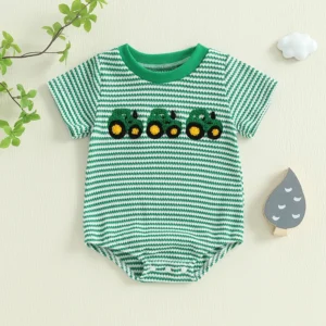 Boys Stripped Tractor Romper